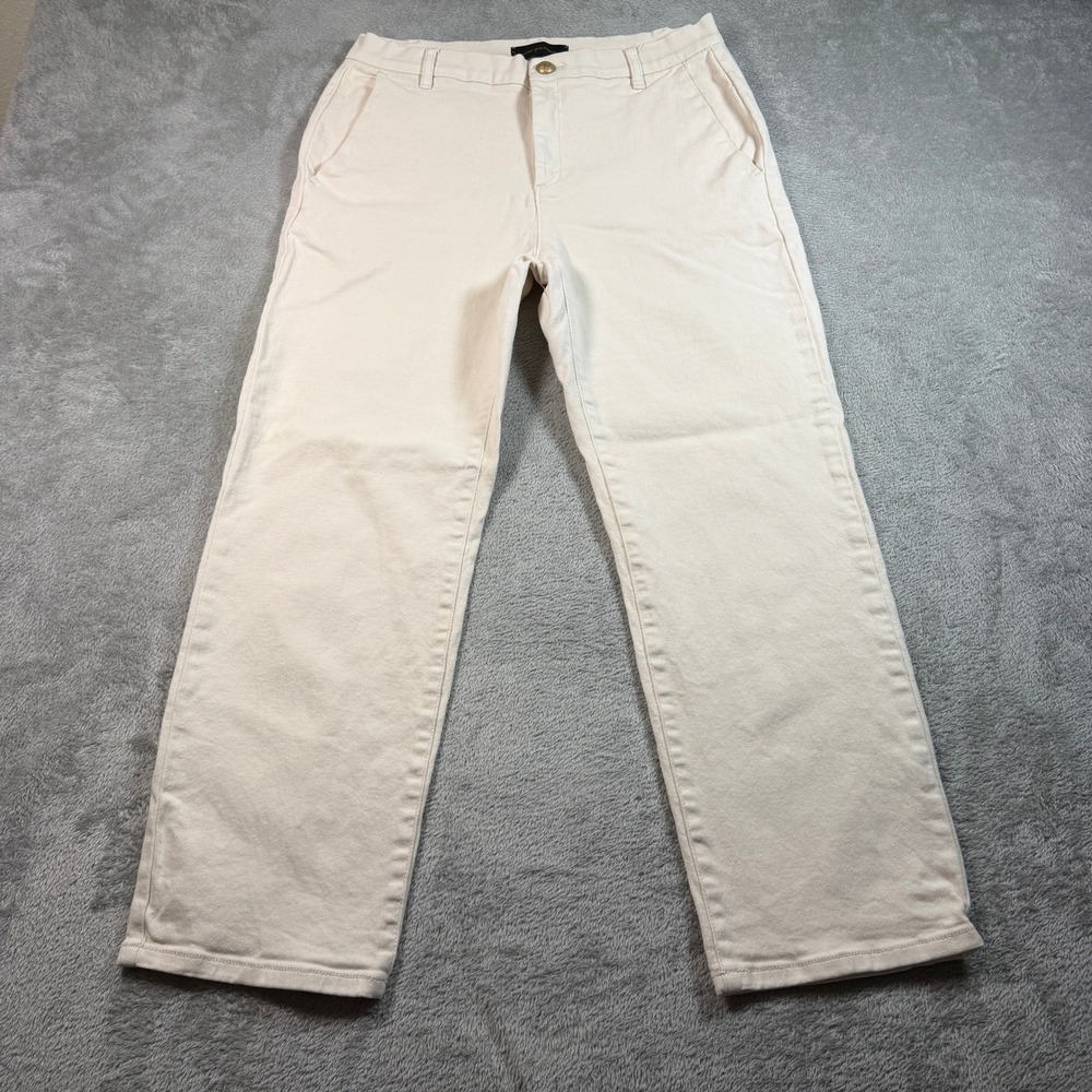 Kobi Halperin Straight Leg Pants Womens 10 Beige Cotton Stretch Casual